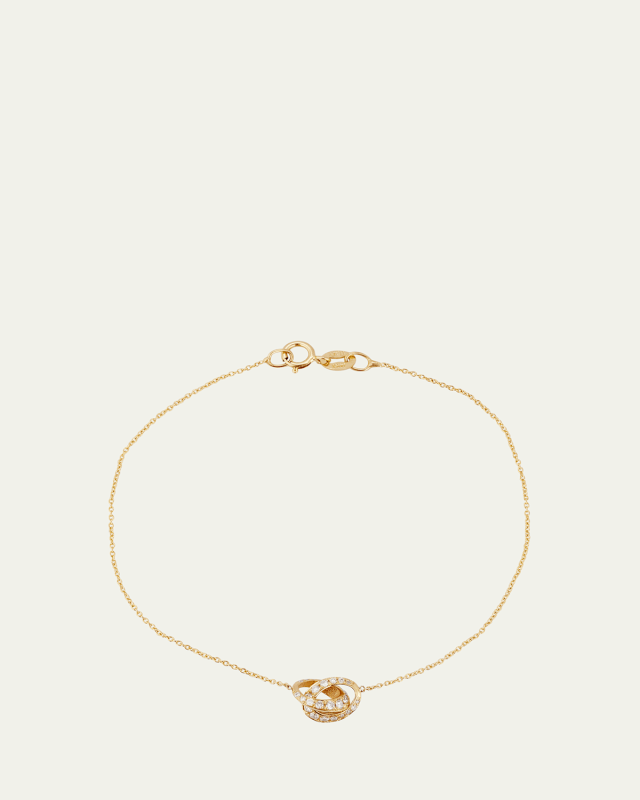 18K Micro Crescent Links Bracelet with 1 Side Pave